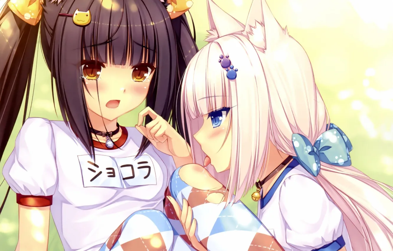 Photo wallpaper girl, tears, neko, art, chocolat, wounds, vanilla, Sayori