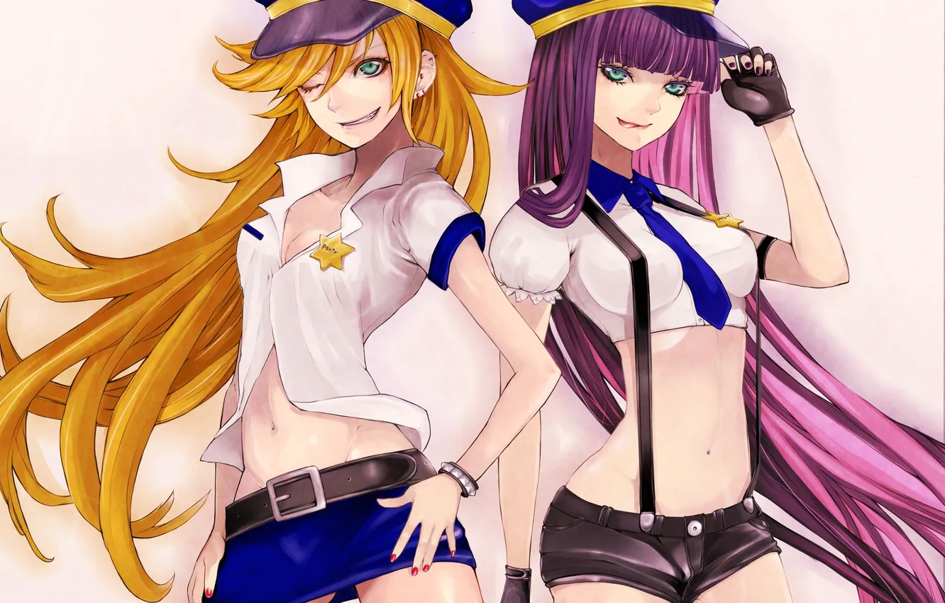 Photo wallpaper language, girl, anime, art, form, cap, wink, Panty And Stocking With Garterbelt