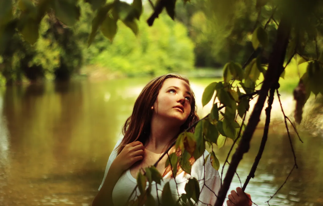 Photo wallpaper girl, nature, river