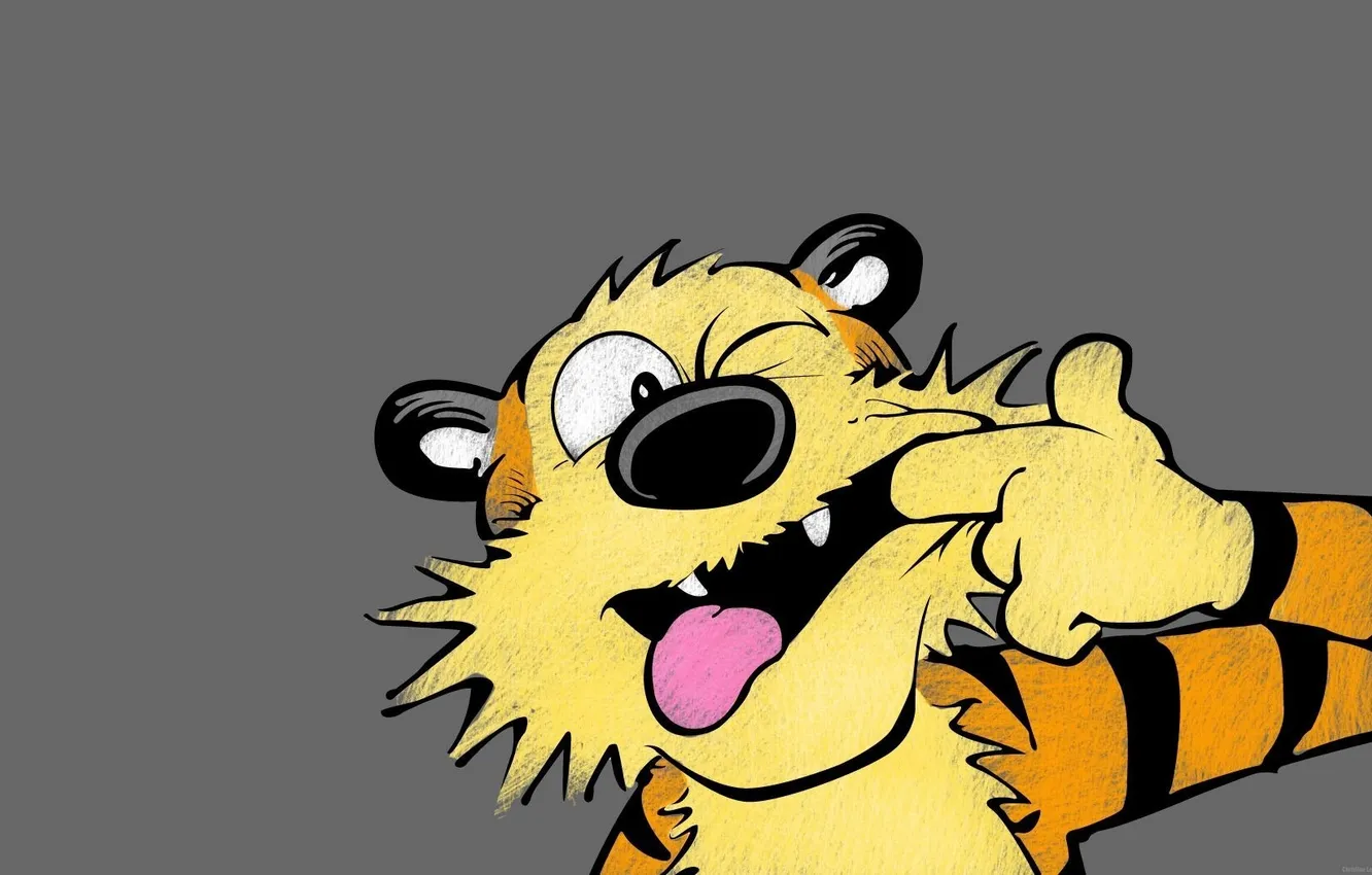 Photo wallpaper language, tiger, comic, Calvin and Hobbes