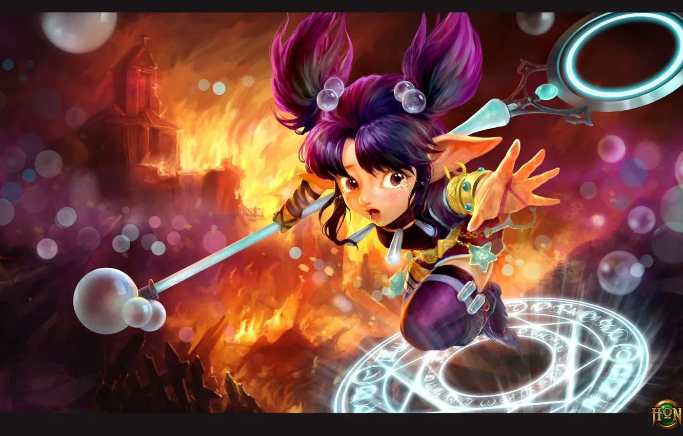 Photo wallpaper bubbles, girl, fascinator, pearl, Heroes of Newerth
