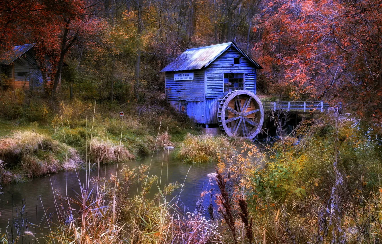 Photo wallpaper autumn, landscape, river
