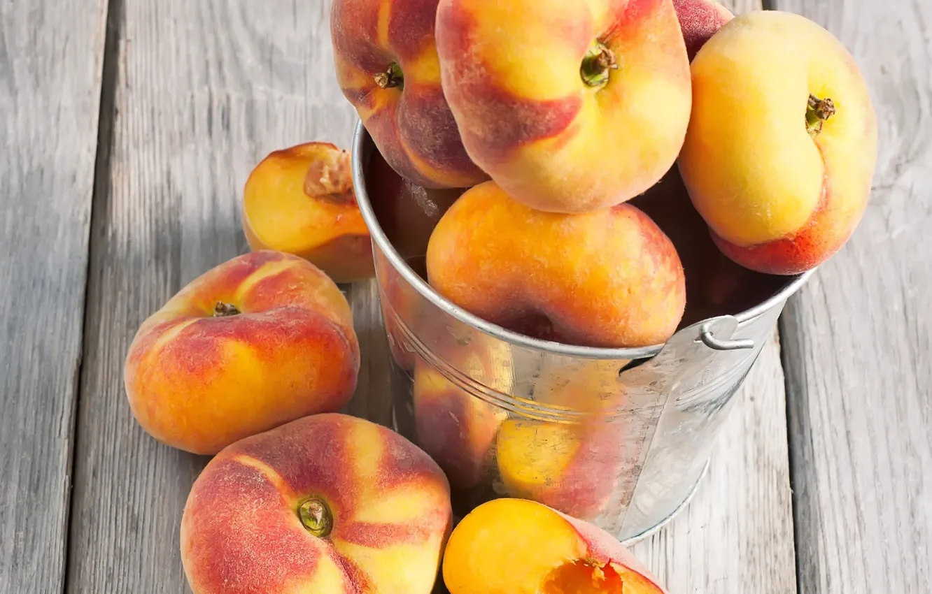 Photo wallpaper fruit, fruit, bucket, nectarine, bucket, Nectarine
