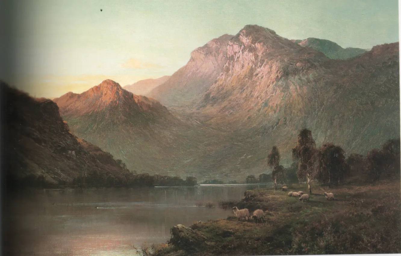 Photo wallpaper mountains, river, lambs, BREANSKI, LOMOND