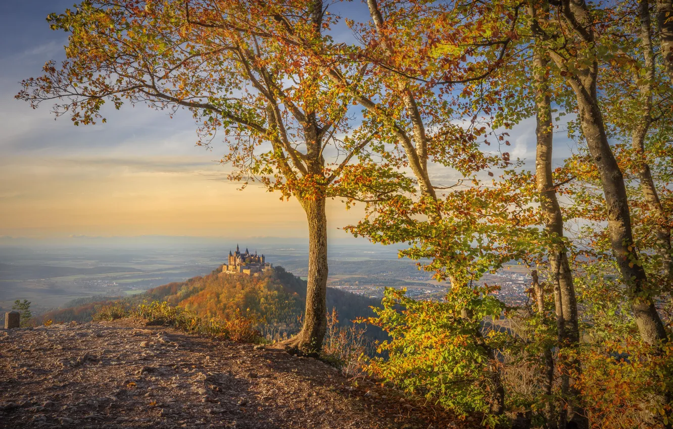 Photo wallpaper autumn, nature, Hohenzollern Castle