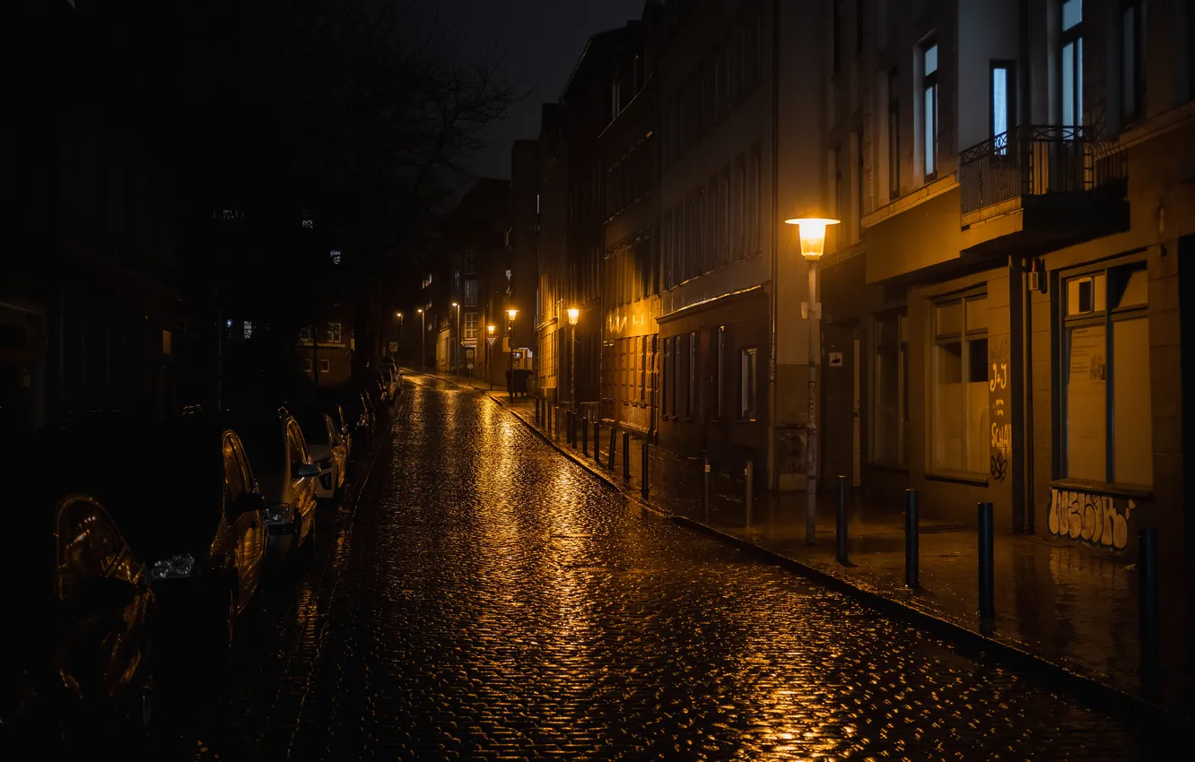 Photo wallpaper night, the city, street, lights