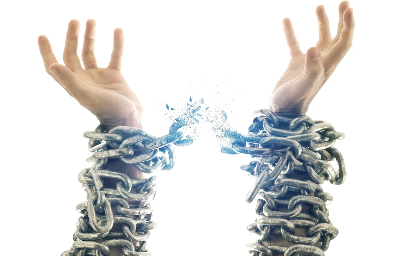 Photo wallpaper freedom, hands, chains