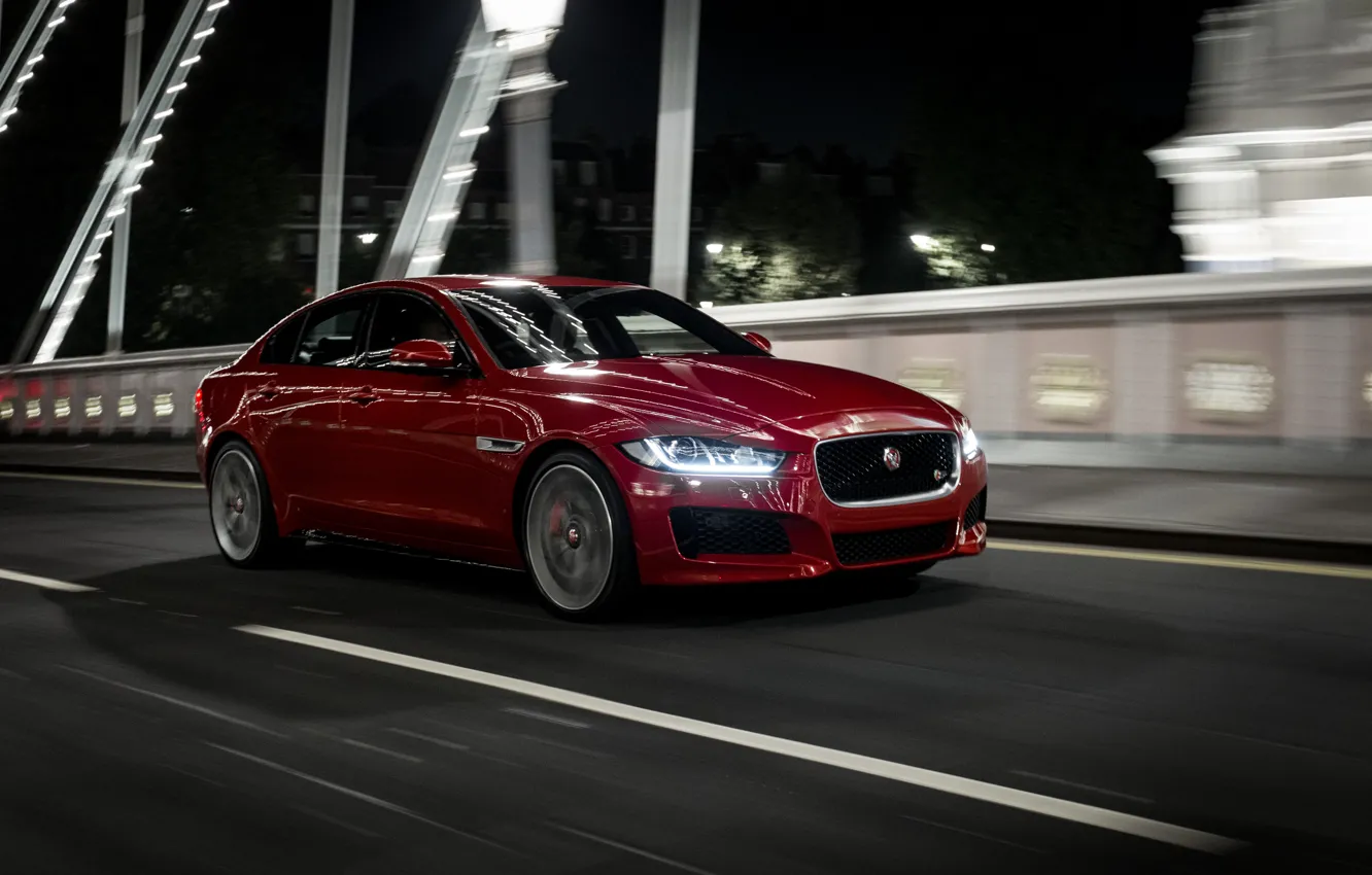 Photo wallpaper bridge, movement, speed, Jaguar, the evening