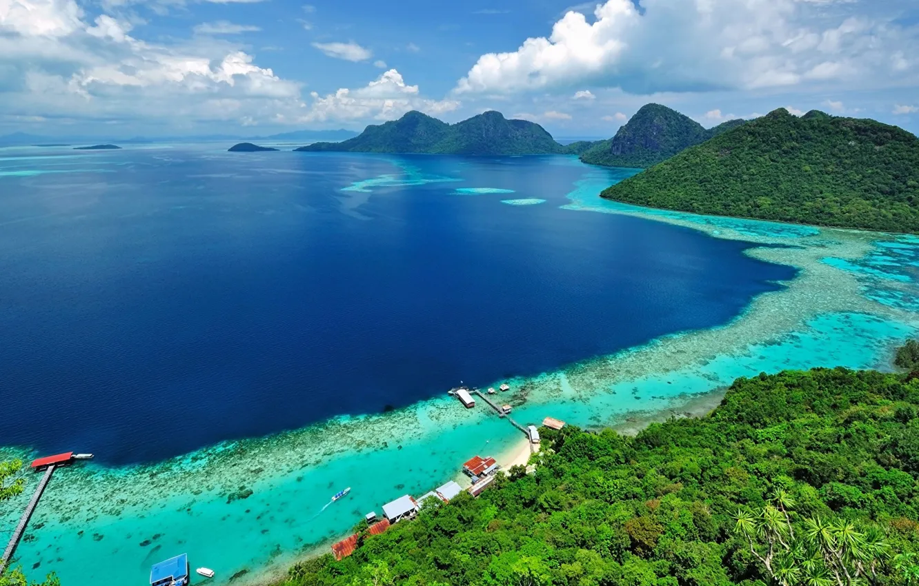 Photo wallpaper Malaysia, island, shore, Borneo, water