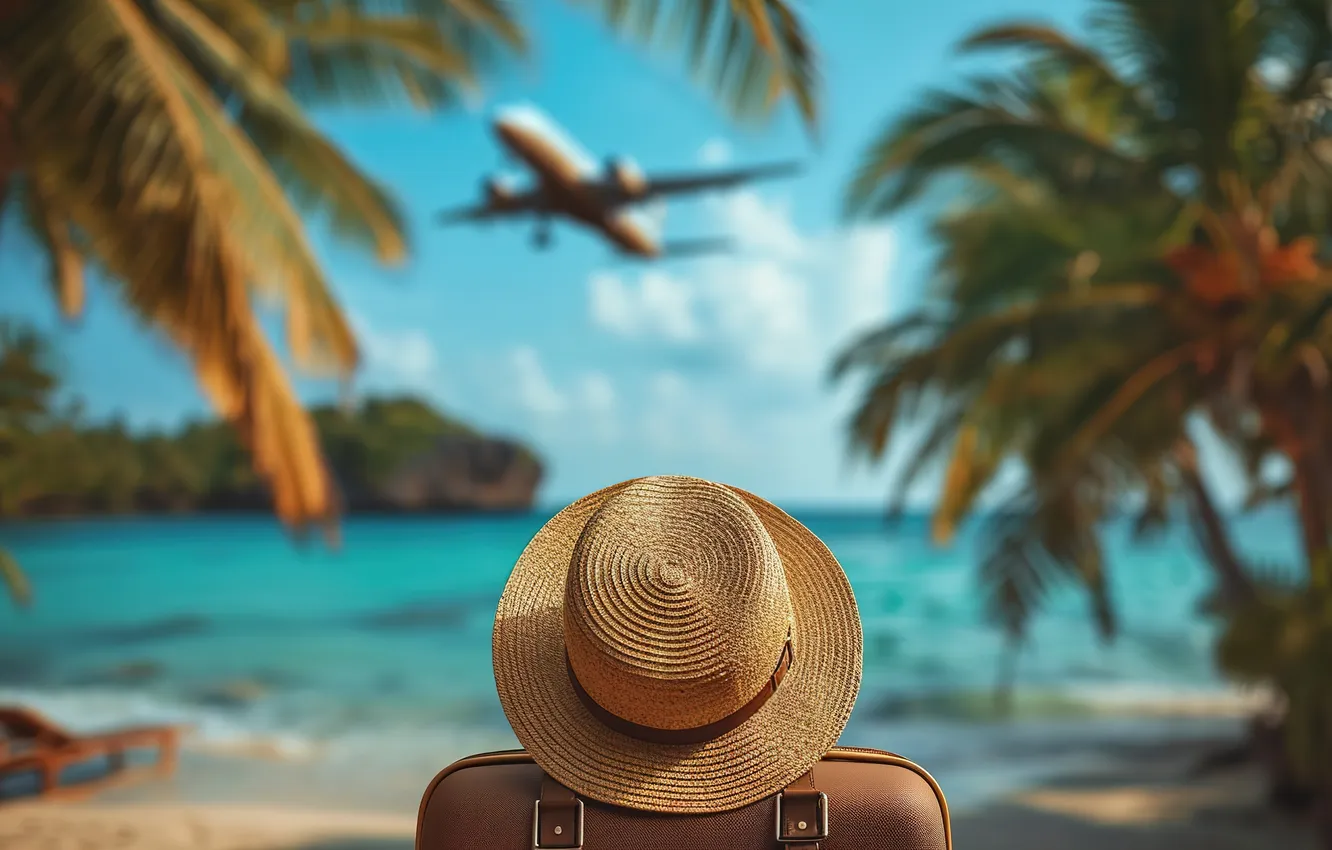 Photo wallpaper sea, beach, summer, stay, suitcase, summer, holidays, resort