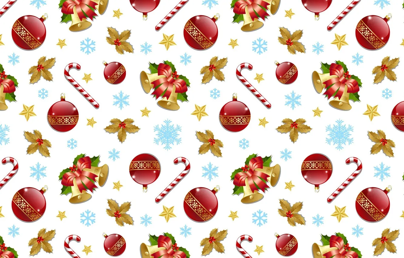 Photo wallpaper balls, snowflakes, background, holiday, figure, new year, stars, decoration