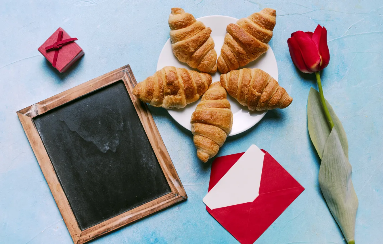 Photo wallpaper flowers, red, gift, Breakfast, red, love, flowers, romantic