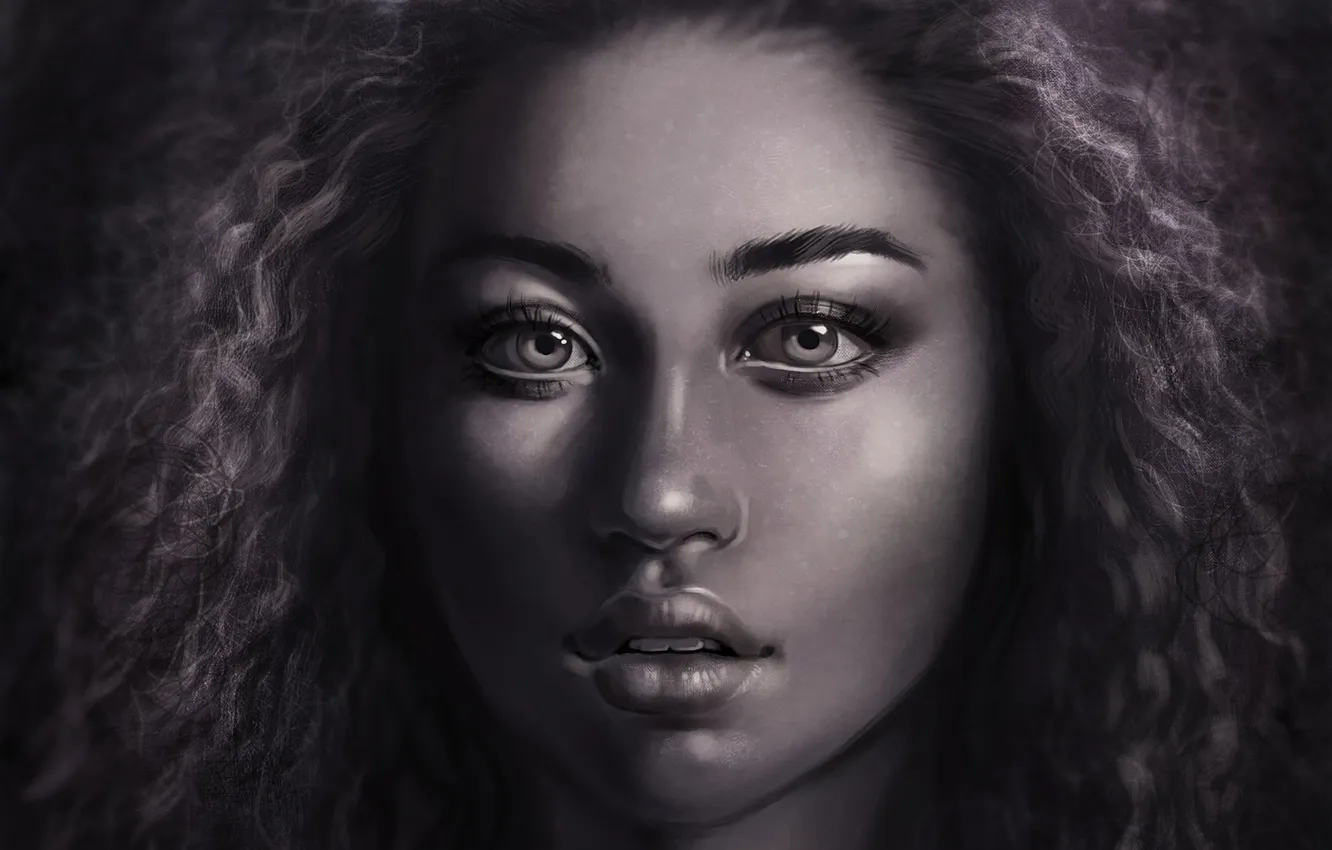 Photo wallpaper look, face, hair, art, lips, curls