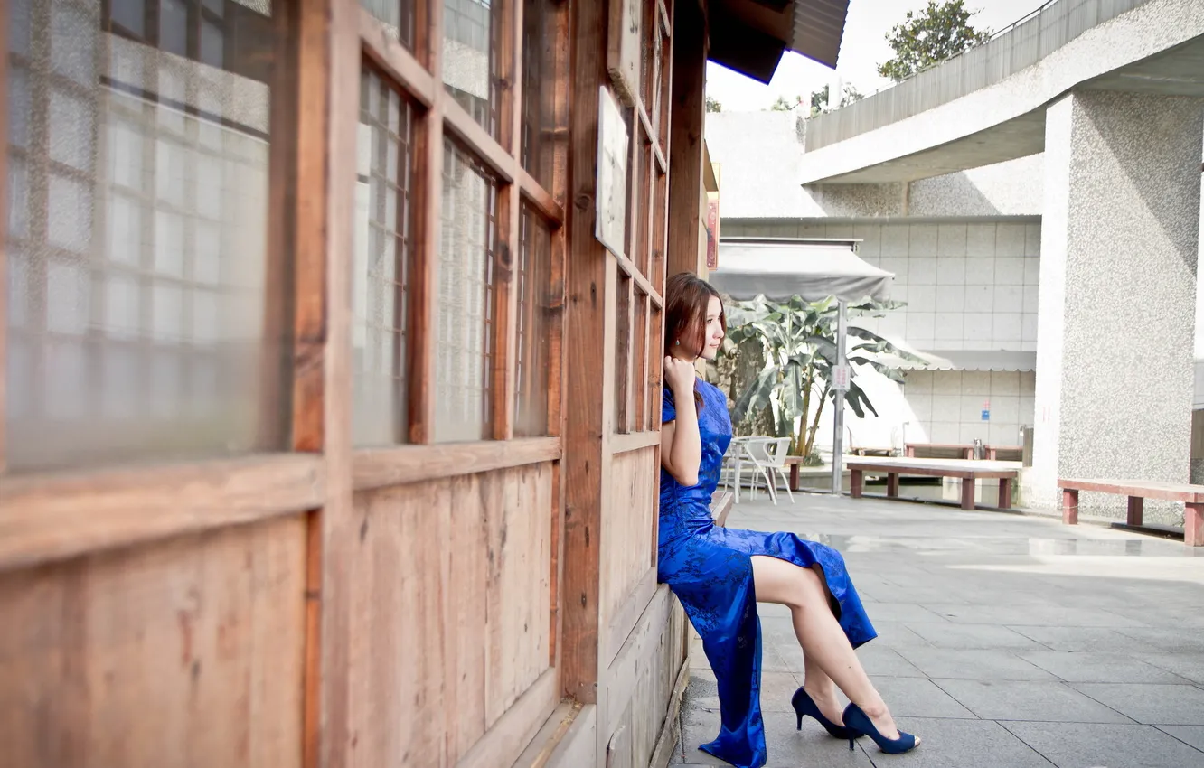 Photo wallpaper girl, street, Asian