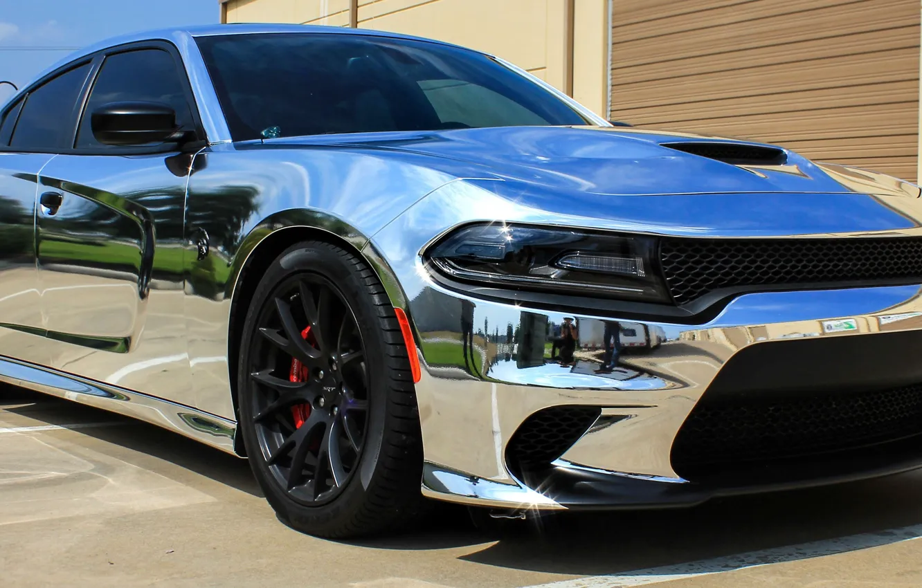 Photo wallpaper reflection, Shine, Dodge, Dodge Charger