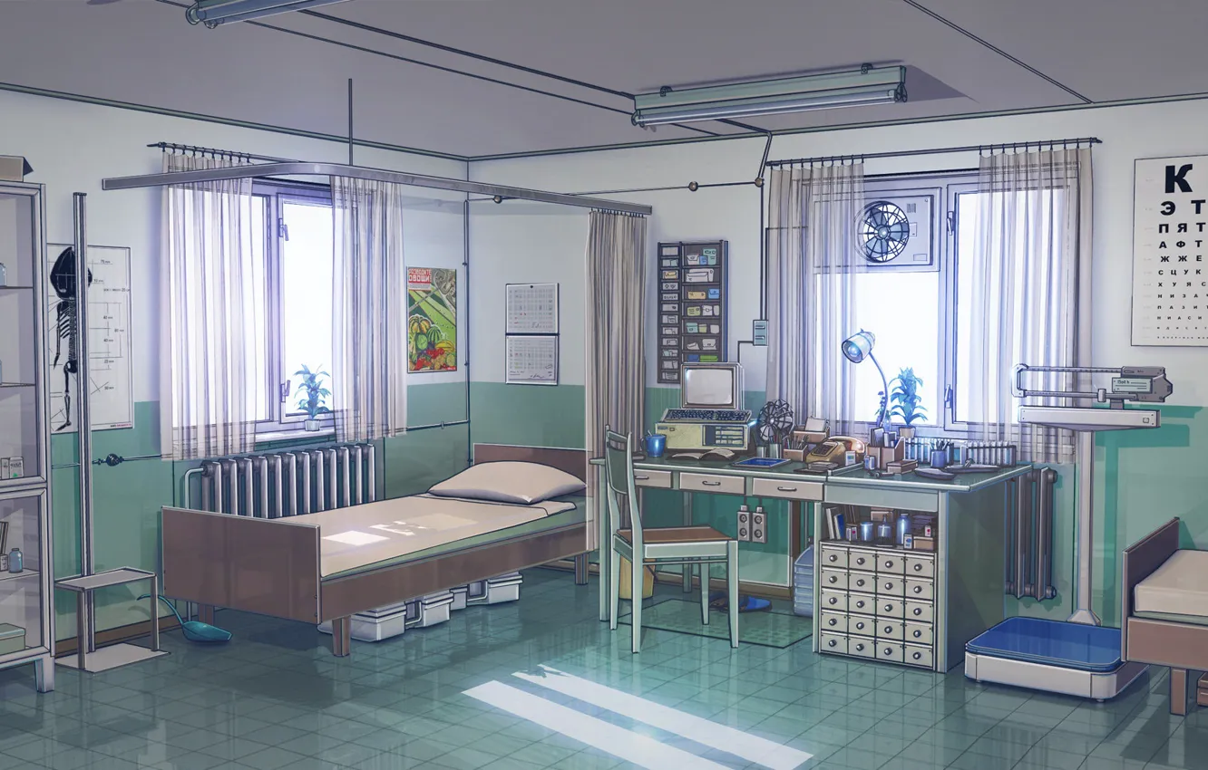 Photo wallpaper Libra, the room, Everlasting Summer, Summer camp, the infirmary