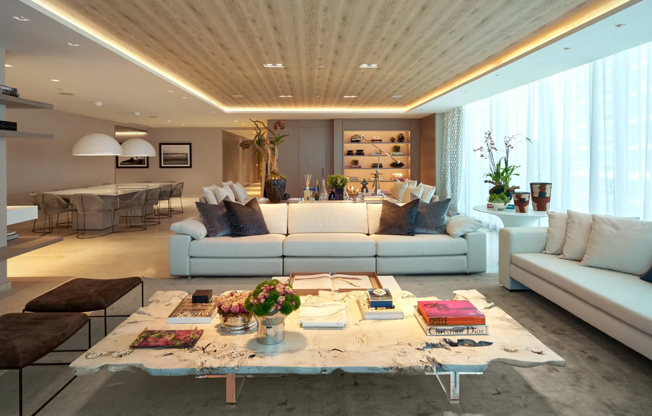 Photo wallpaper design, interior, living room, dining room, Fendi Chateau, by Design Solutions