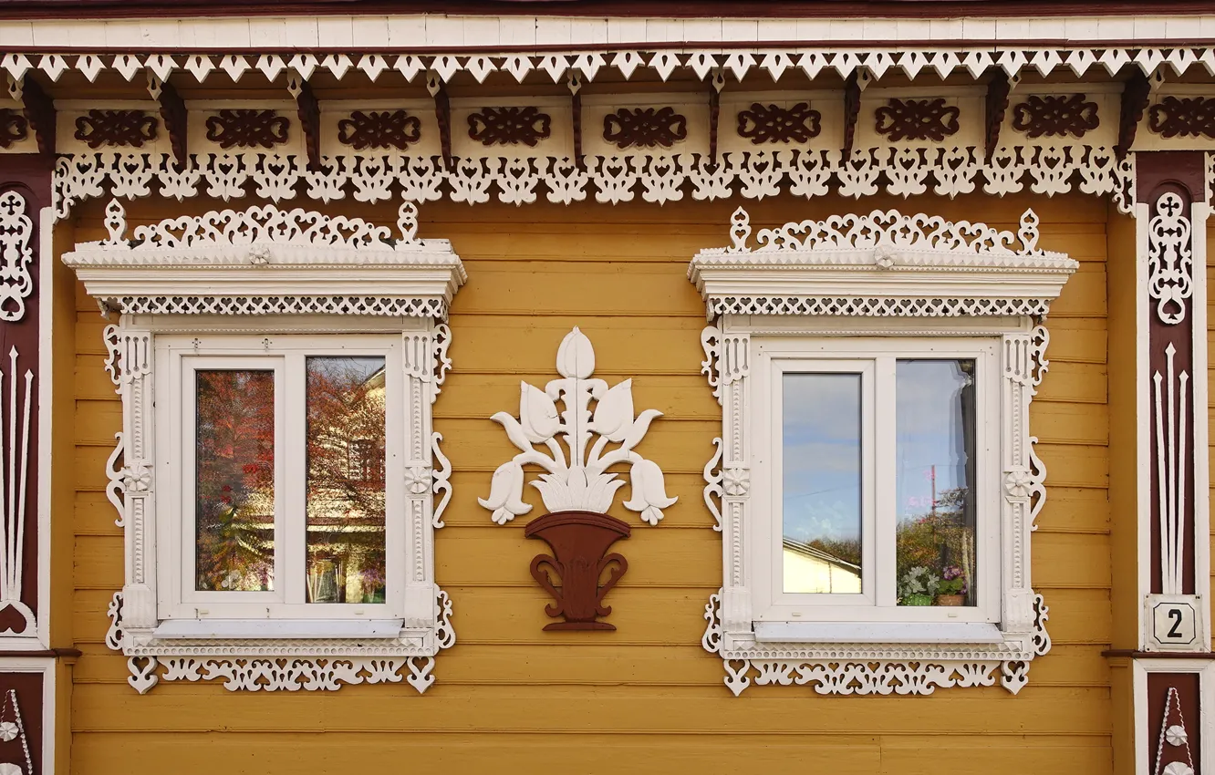 Photo wallpaper House, Windows, Russkie okna