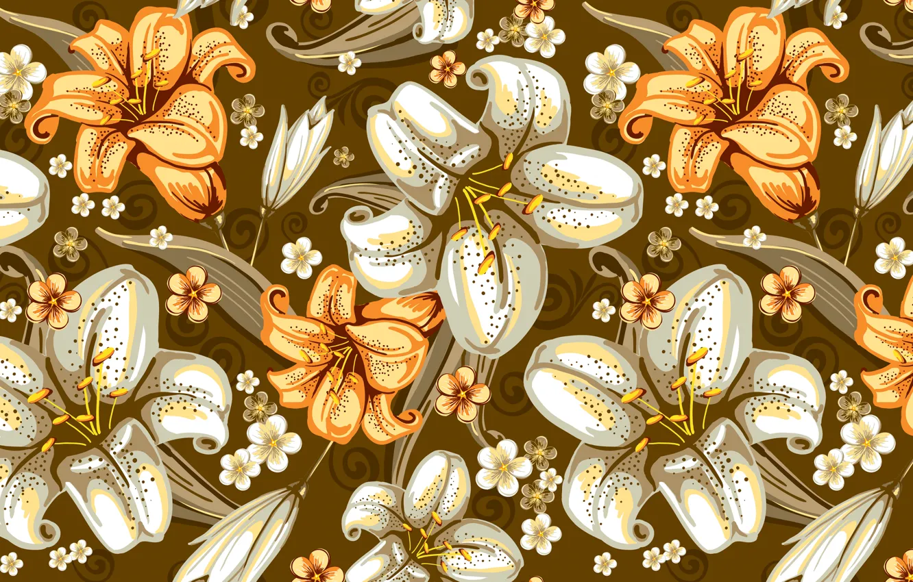 Photo wallpaper flowers, pattern, texture, seamless texture