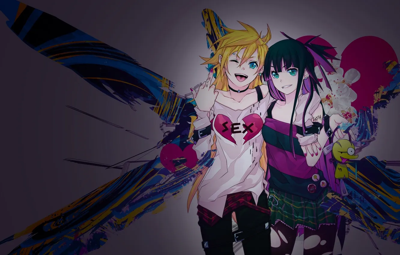 Photo wallpaper girl, joy, graffiti, punk, piercing, middle finger, art, sex