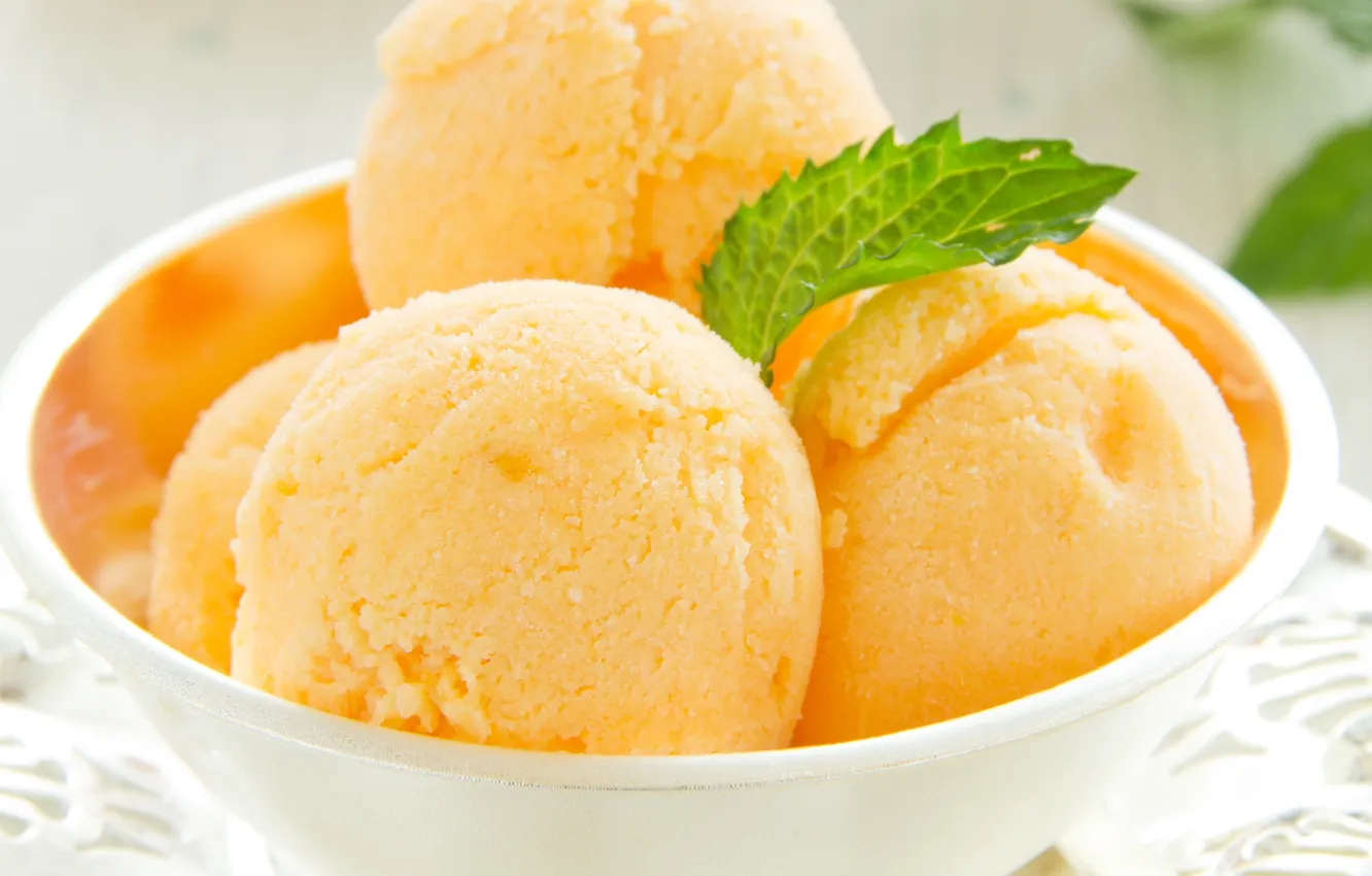 Photo wallpaper ice cream, mint, ice cream, bowl, mint, piala