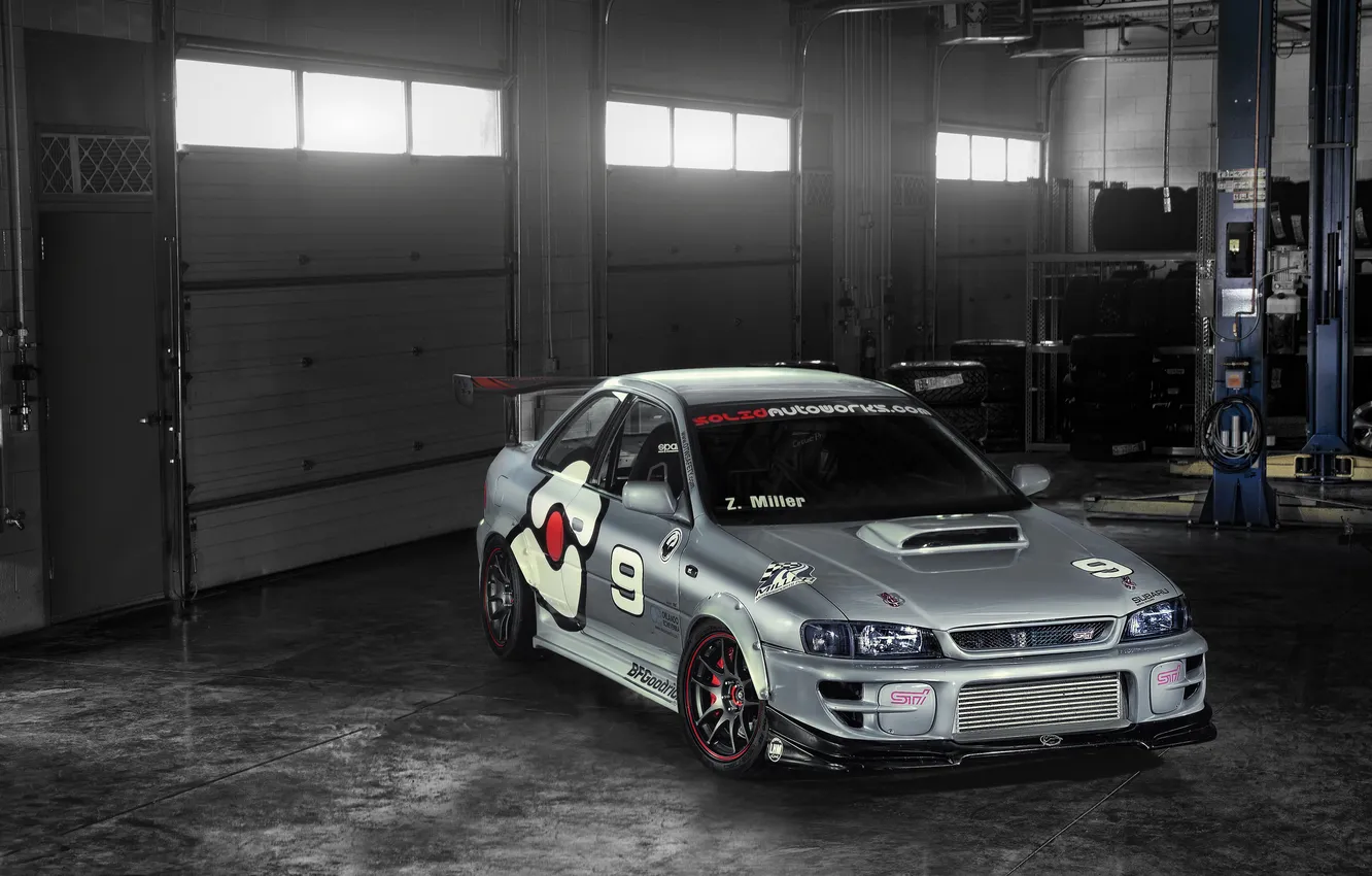 Photo wallpaper Subaru, Impreza, silver, Boxing, WRX, tires, STI, Subaru