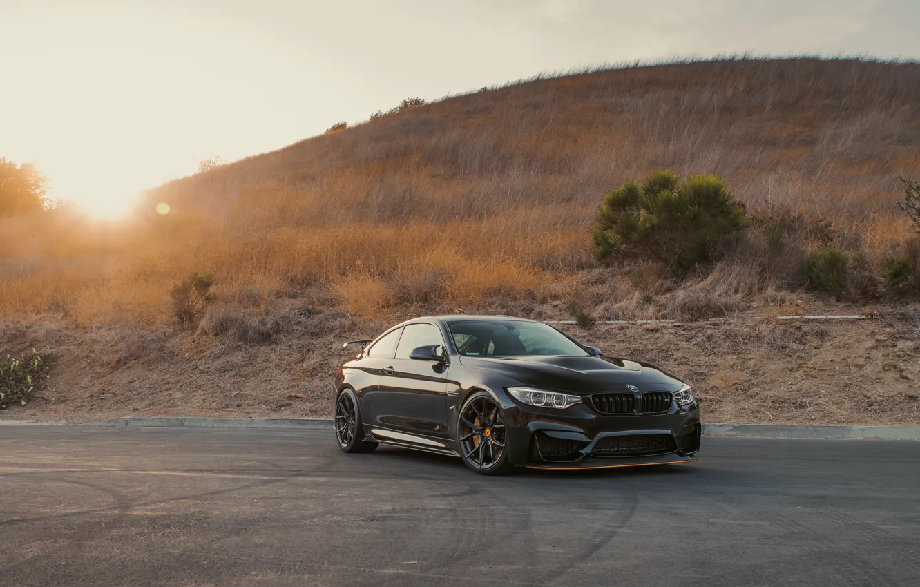 Photo wallpaper bmw, sunset, f82, m4