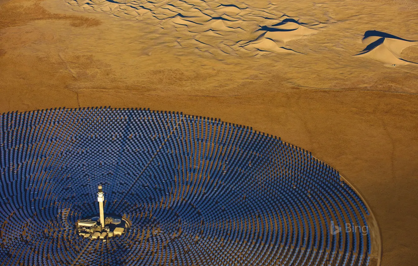 Photo wallpaper USA, Nevada, solar-fuel power plant, Crescent Dunes