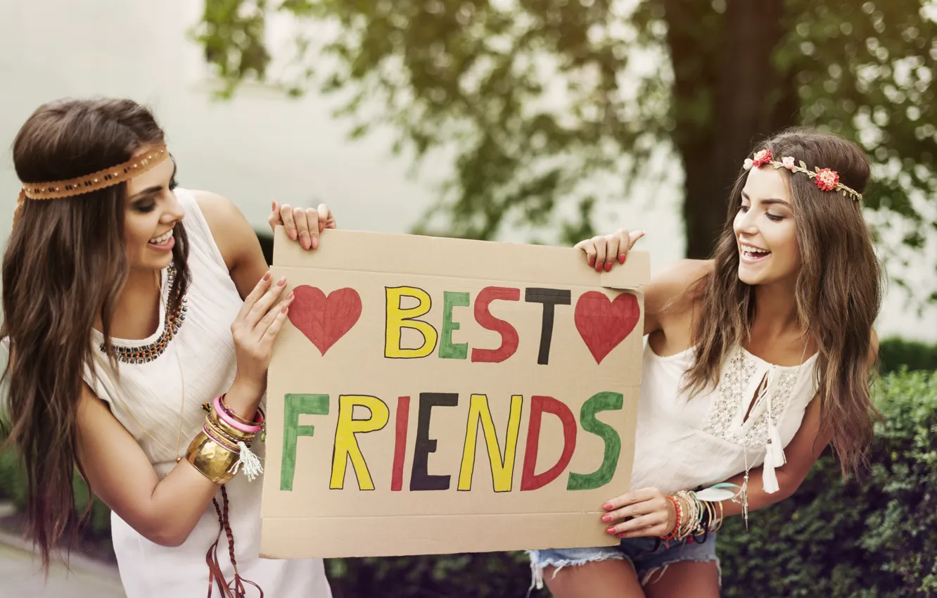 Photo wallpaper girl, smile, mood, best friend