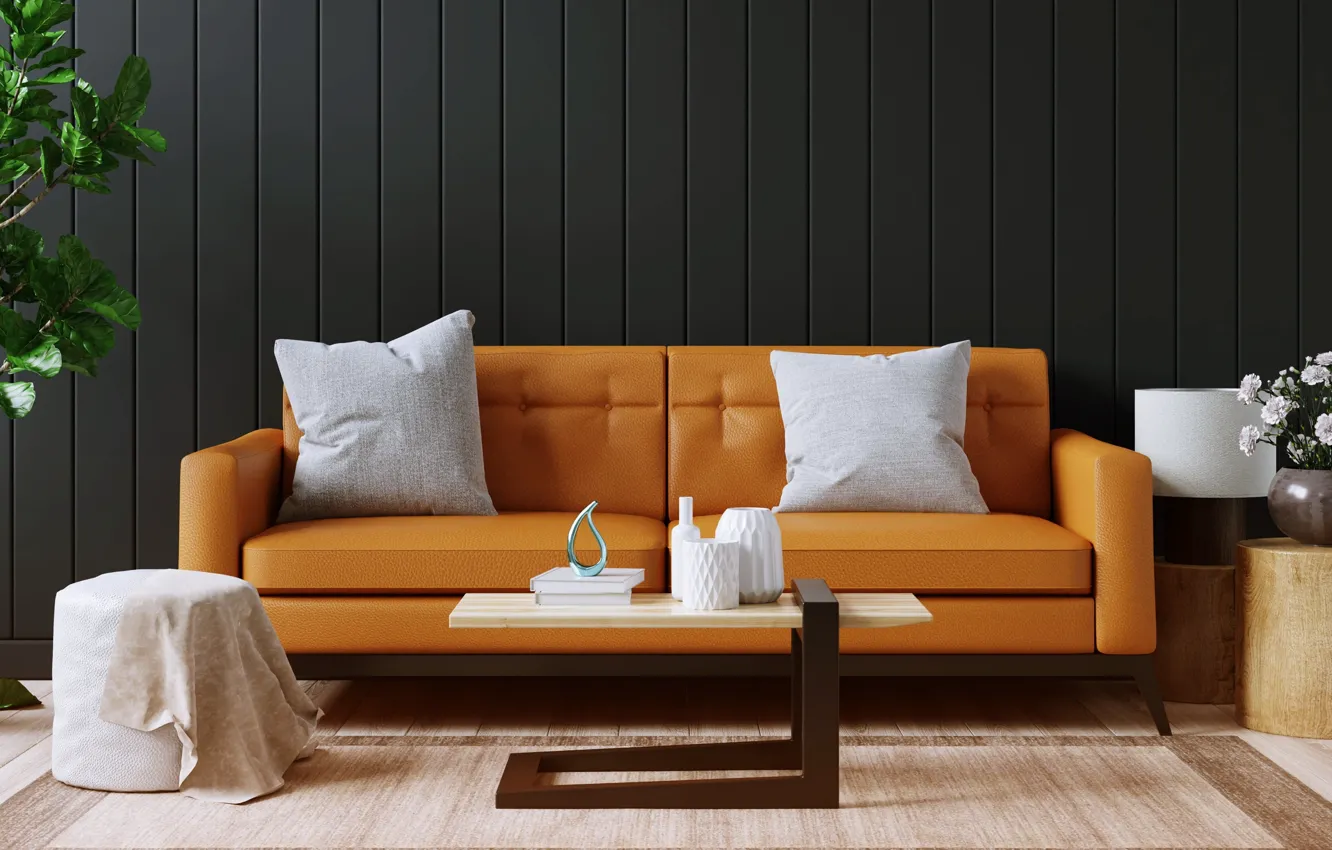 Photo wallpaper sofa, interior, pillow, picture, interior, sofa, picture, life