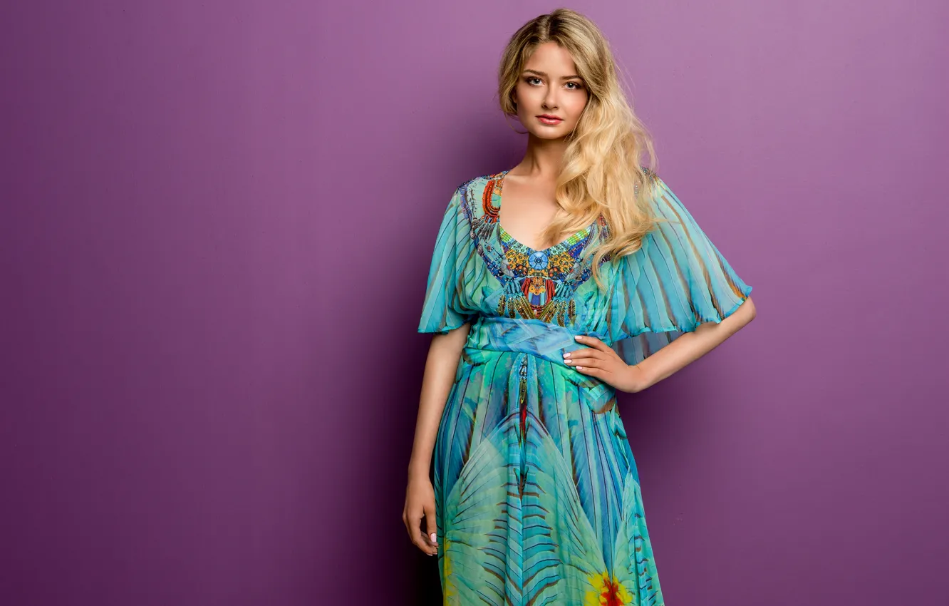 Photo wallpaper look, girl, face, style, background, hair, dress, cutie