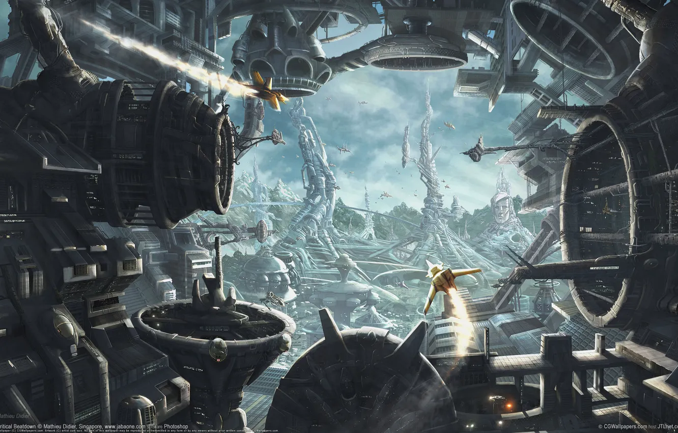 Photo wallpaper the city, ship, base