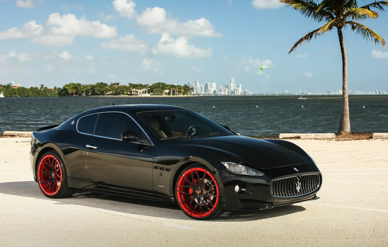 Photo wallpaper Maserati, wheels, black, Granturismo, forgiato