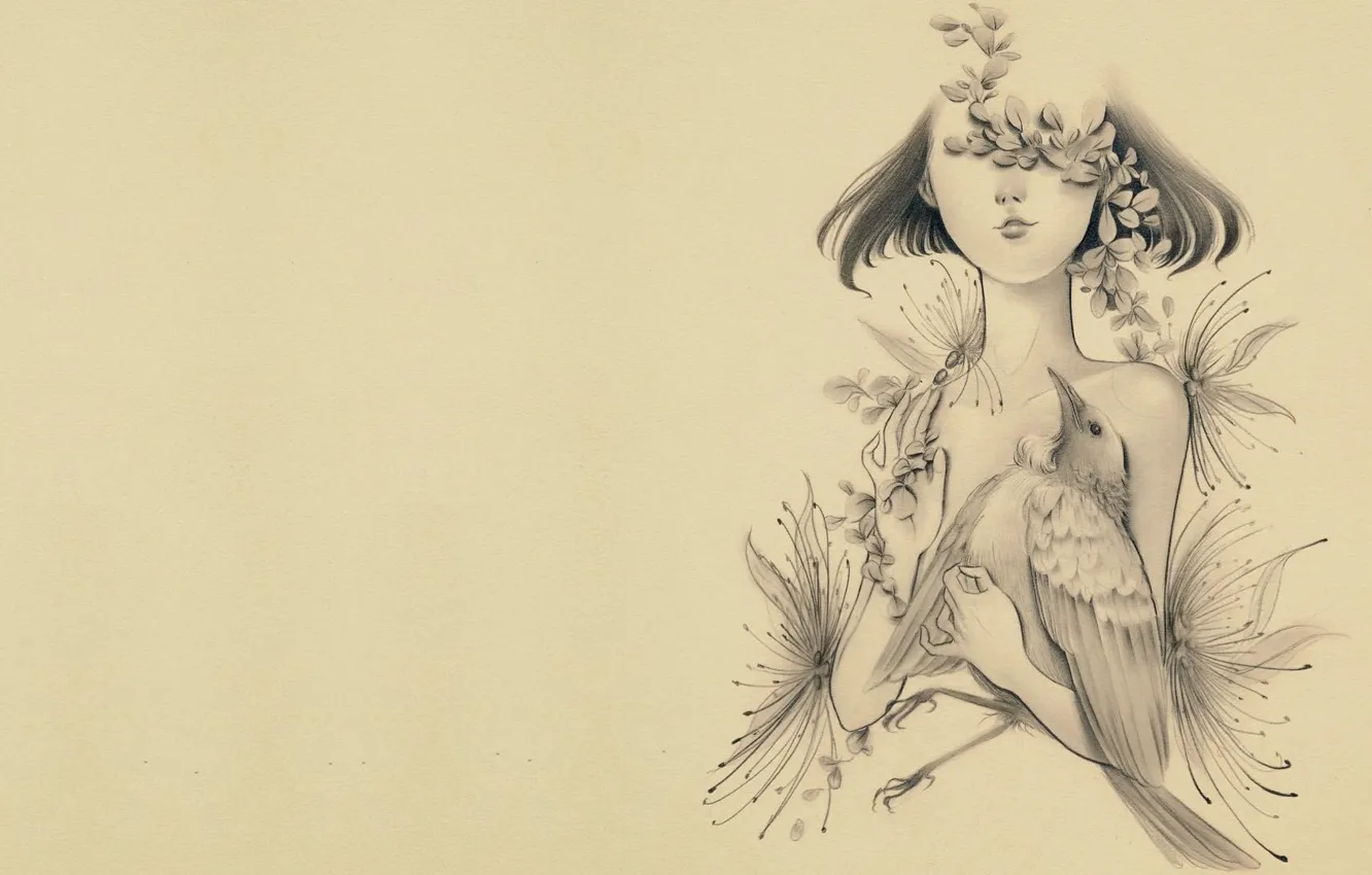 Photo wallpaper girl, minimalism, art, ozabu