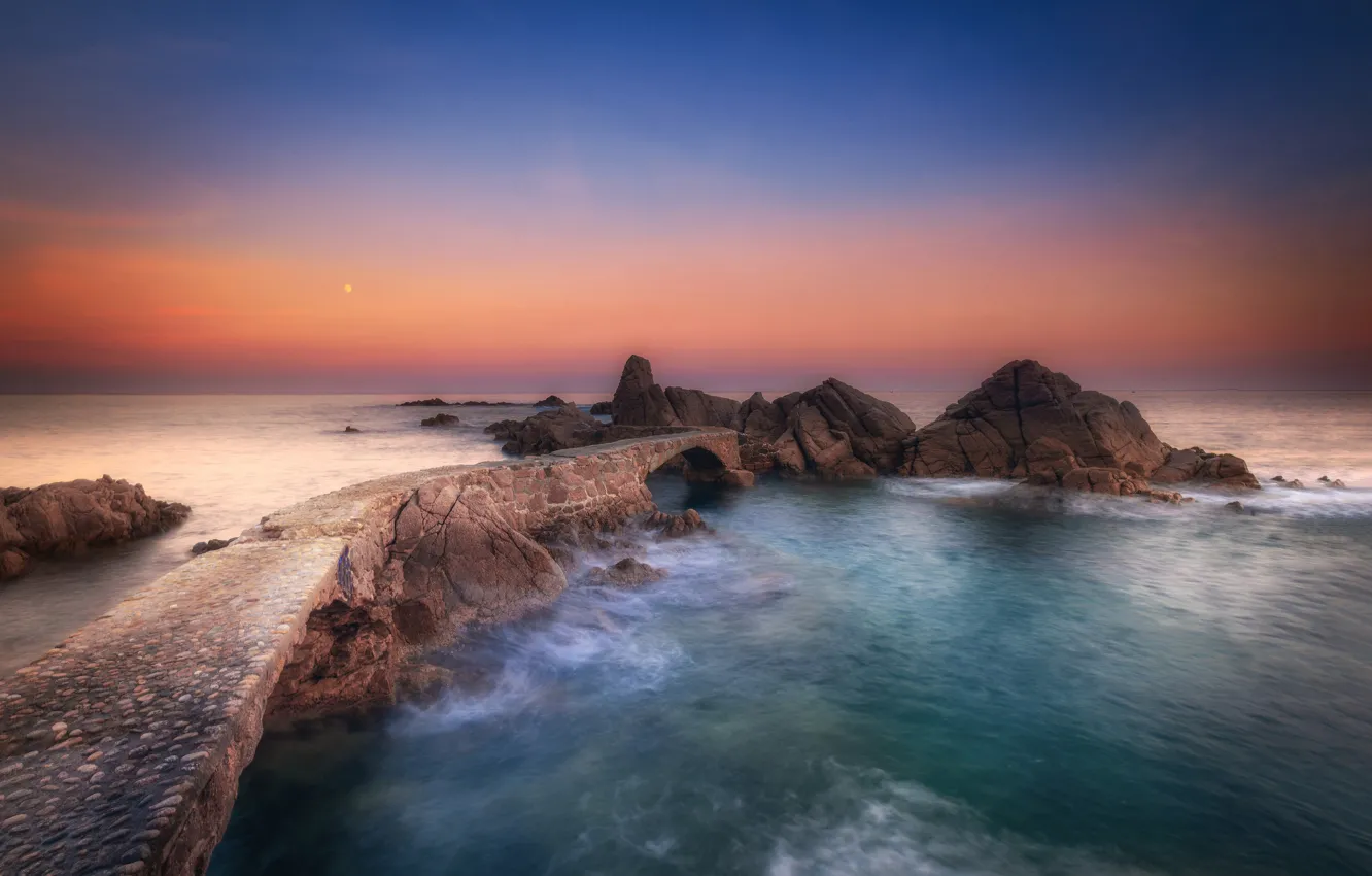 Photo wallpaper sea, the sky, stones, rocks, pierce