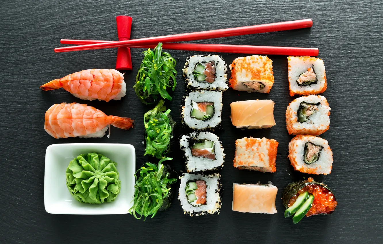 Photo wallpaper algae, figure, sushi