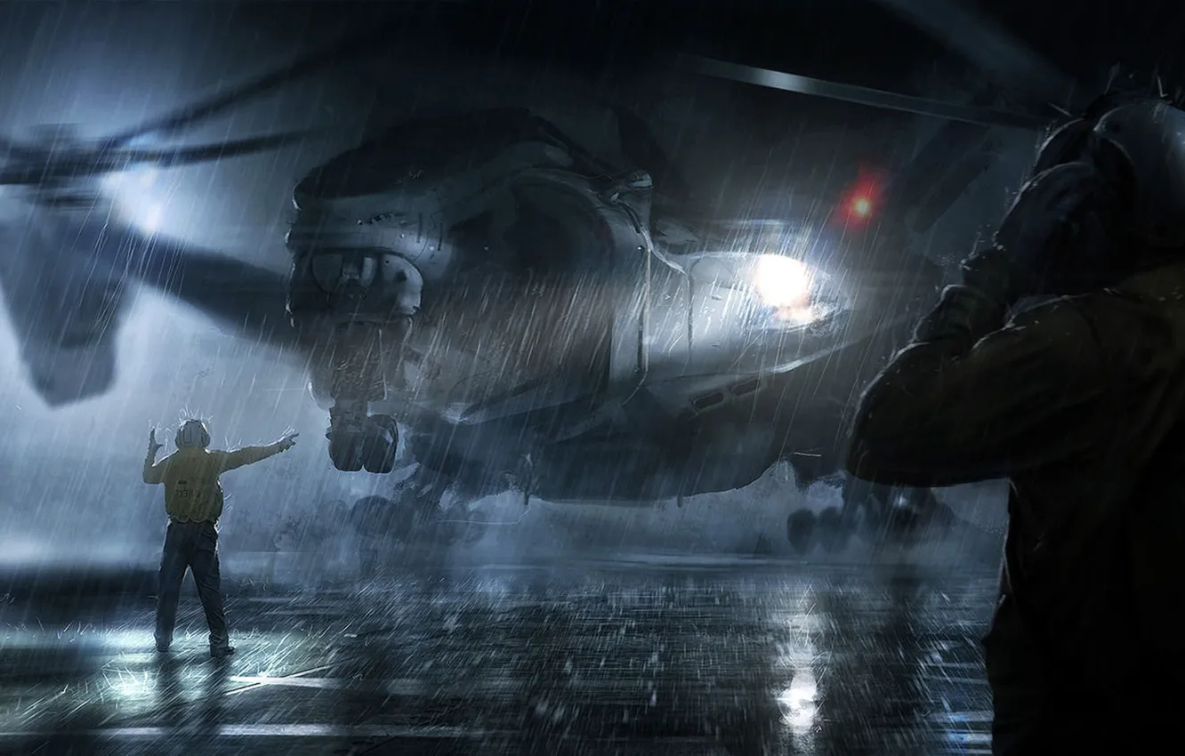 Photo wallpaper rain, art, storm eagle, Ward Lindhout