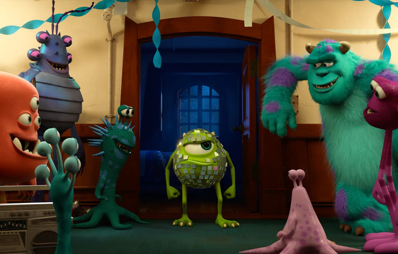 Photo wallpaper Academy of monsters, Mike Wazowski, Sulley, Monsters University