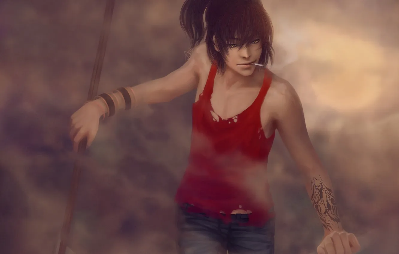 Photo wallpaper tattoo, cigarette, guy, art, stick, ripa666, kiba teidzoku