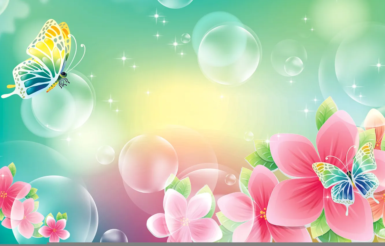 Photo wallpaper flowers, collage, spring, Babicka