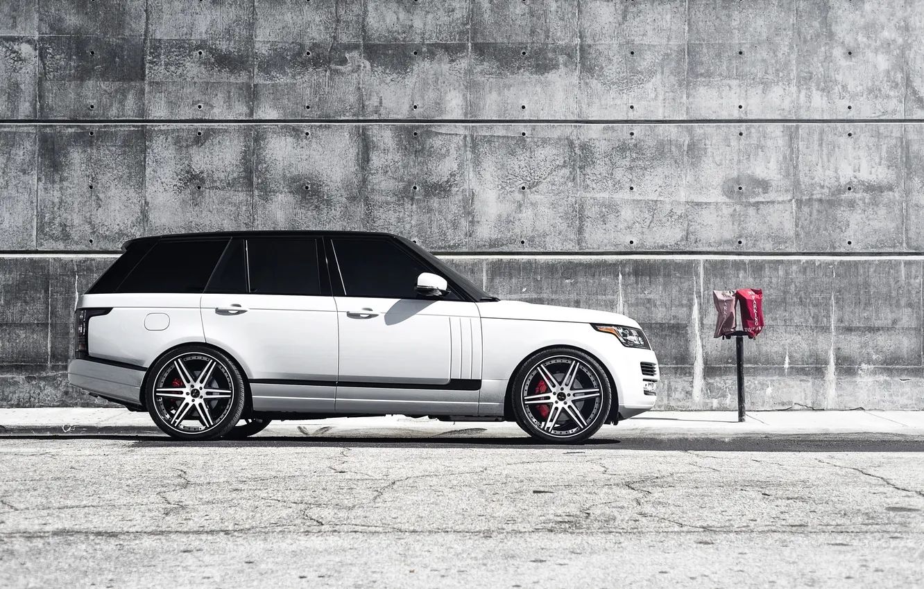Photo wallpaper white, profile, white, Land Rover, Range Rover, land Rover, Range Rover, White Rims