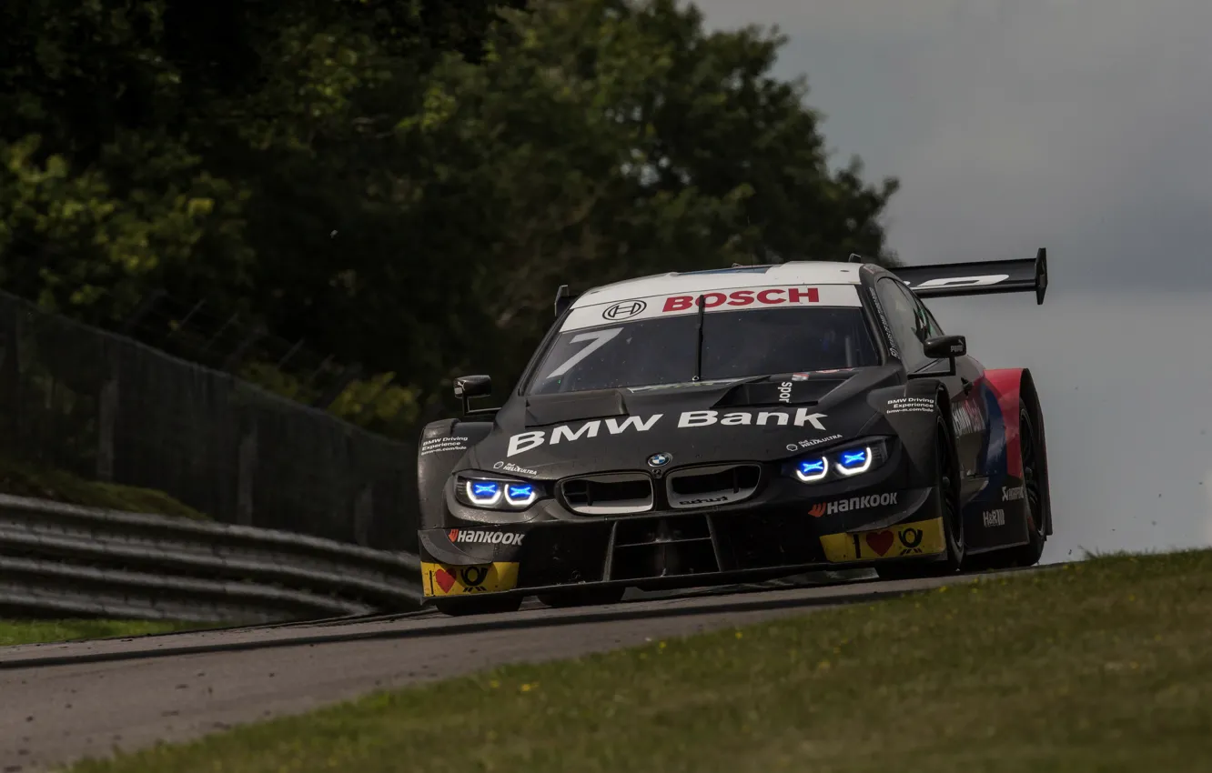 Photo wallpaper grass, trees, lawn, coupe, track, BMW, the fence, M4 DTM