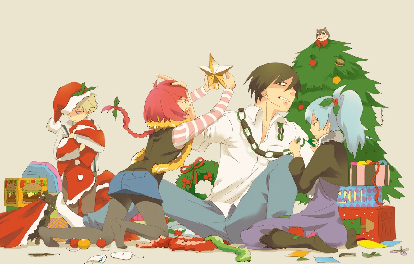 Photo wallpaper children, Christmas, guy, Yin, Darker than Black, Darker than black, Hey