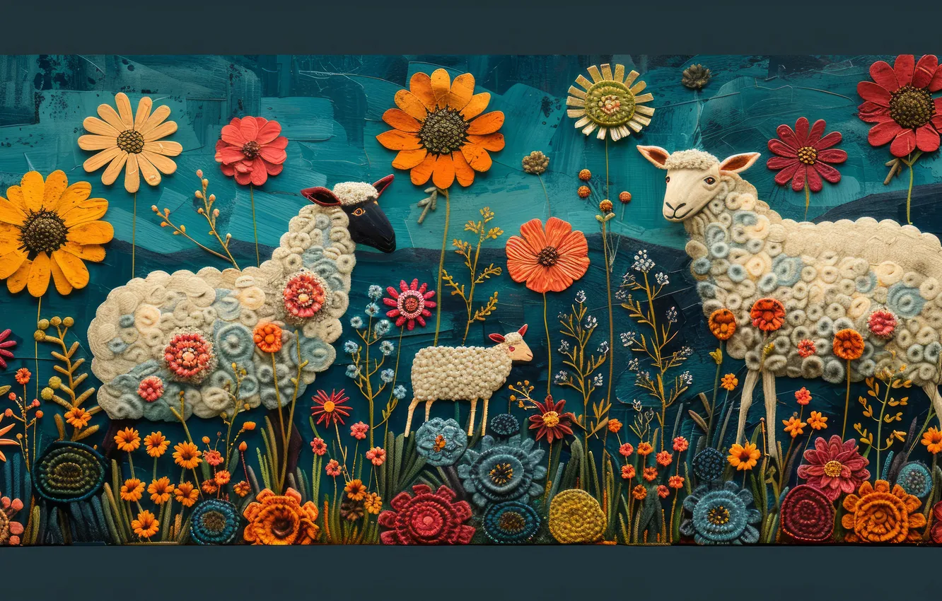 Photo wallpaper sheep, sheep, AI art, neural network