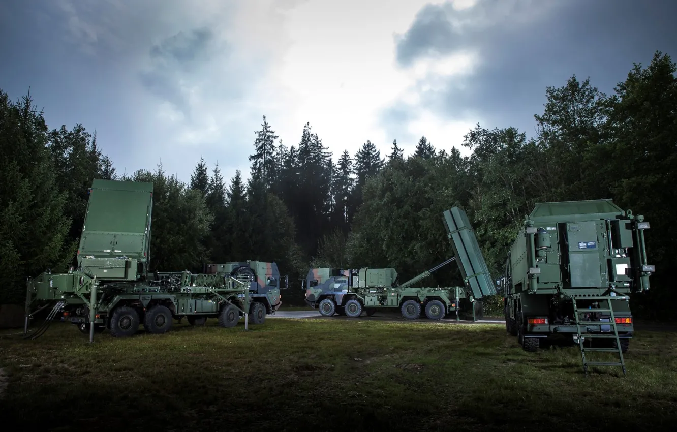 Photo wallpaper forest, sky, military, war, Germany, warfare, cloud, truck