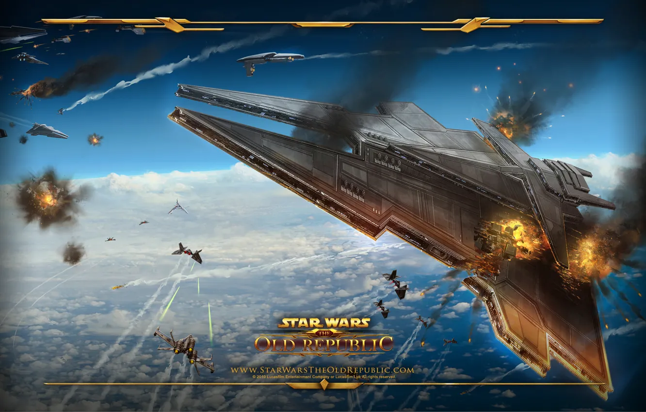 Photo wallpaper dogfight, Star Wars. The Old Republic, the Imperial ship