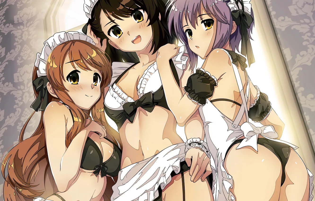 Photo wallpaper sexy, lingerie, ass, pantsu, bra, cleavage, panties, thighhighs