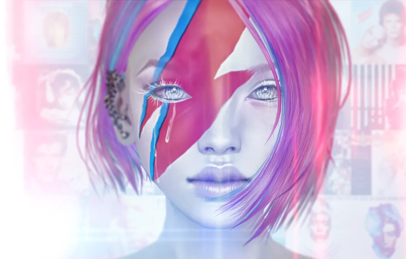 Photo wallpaper look, girl, face, background, hair, tears, Ziggy