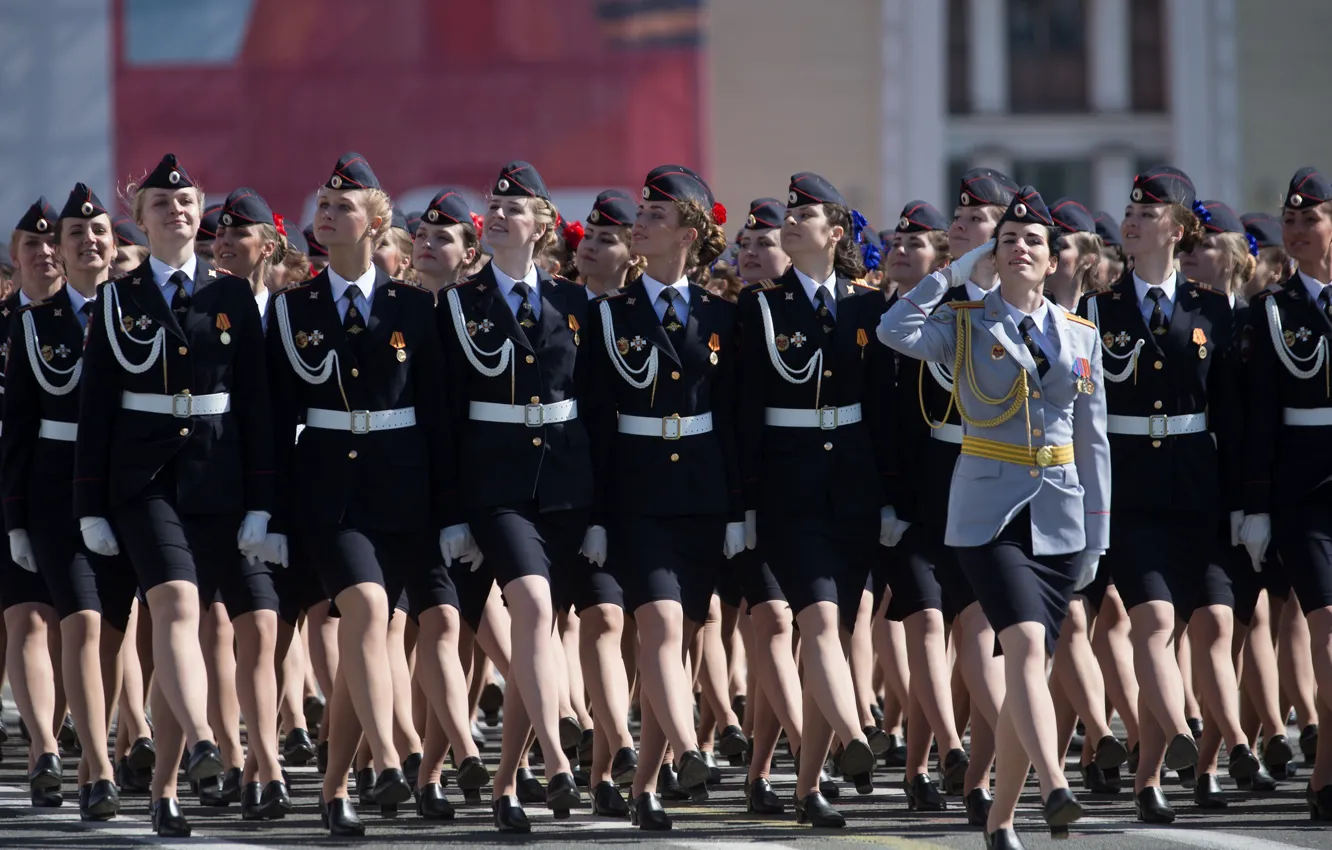 Photo wallpaper girls, holiday, victory day, parade, red square