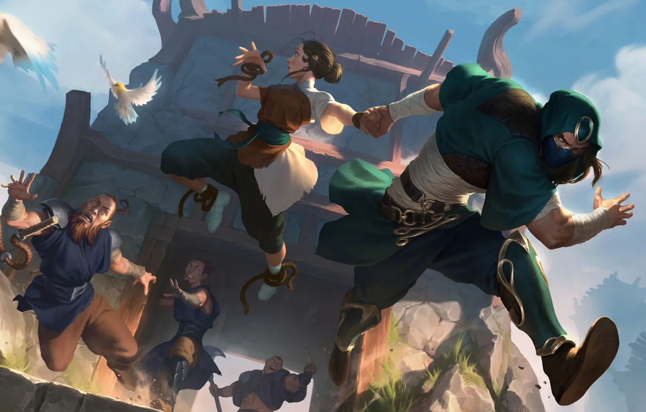 Photo wallpaper escape, people, Legends of Runeterra, girl, ninja